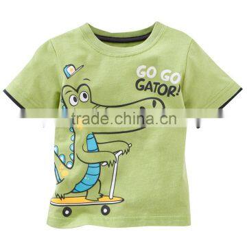 fashion new arrival green with crocodile pattern cartoon t shirts boys tops