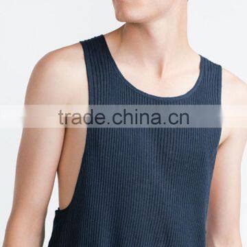 Plain Black Knitted Men Stringer Tank Top With no Lable photo-2