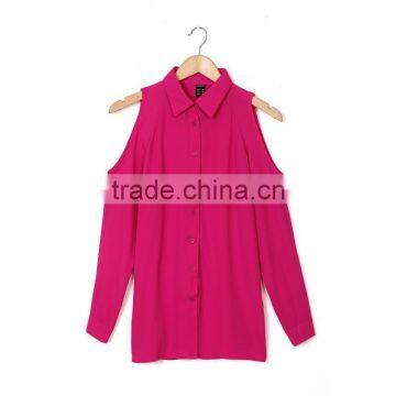 Women Off Shoulder Long Shirts Sexy Chiffon Tops Turn Down Collar Blouse Long Sleeve Casual Plus Size Blouse photo-4