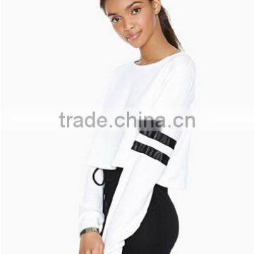 New China Supplier for 100%cotton Slim Cropped Women's Fit Custom Matching Stripe Baseball Jersry Hoodies photo-6
