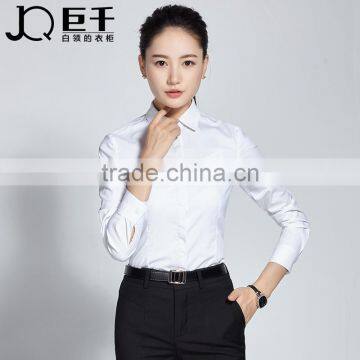 2017 Juqian New Design Spring Women Clothing Office Wear White Cotton Blouse photo-3