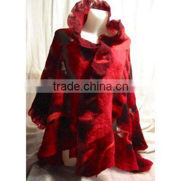 Red and Black Nuno Felt Wrap Shawl-handmade photo-5