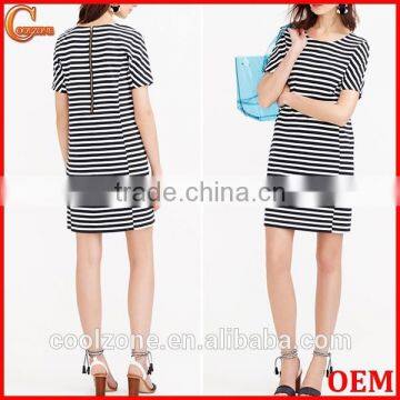 High Quality Short Sleeve Stripe Tee Dress Wholesale Shift Dresses Women photo-1