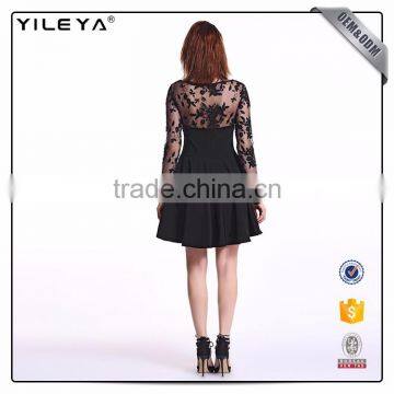 Customizable Pleated High Waist Black Lace Dresss photo-3