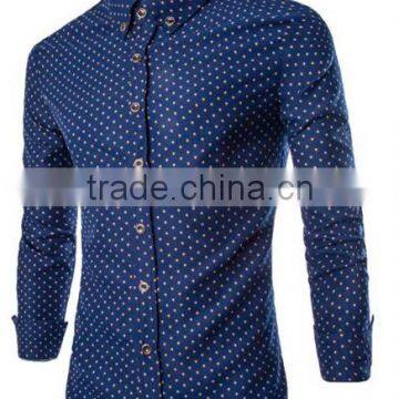 Latest design dark blue dots mens dress shirts