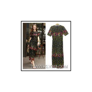 Latest Dress Design Women Summer Flower Dress Long Maxi Dress