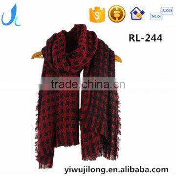 Women Soft Fringe Winter Plaid Cashmere Scarf