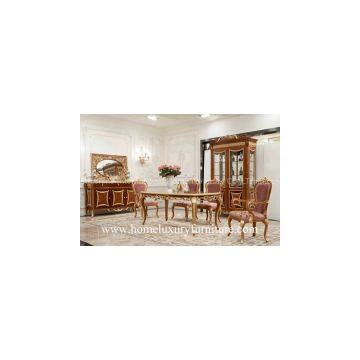 Antique Europe Style wooden furniture diningroom sets table chairs buffet cabinet FT-128
