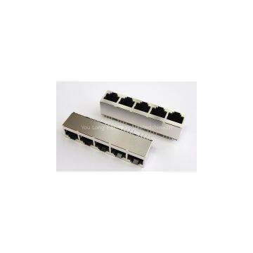 Vertical RJ45 1x5 connector sheild 8p8c pcb jack 180 degree plug
