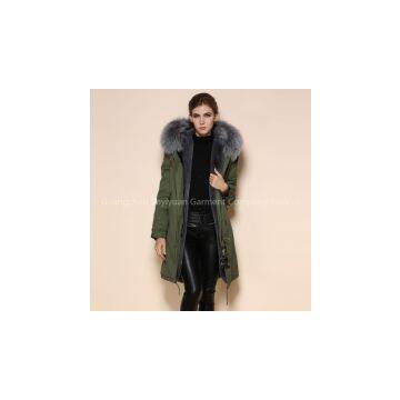Wholesale good quality faux fur lined with coat military women coat