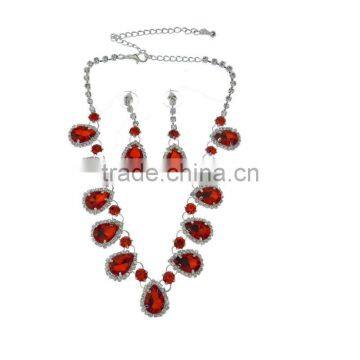 2013 Custom Fashion Vintage Red Diamond Jewelry Sets with Necklace Earring Set,Bridal Jewelry Sets for Wedding Zircon Charms