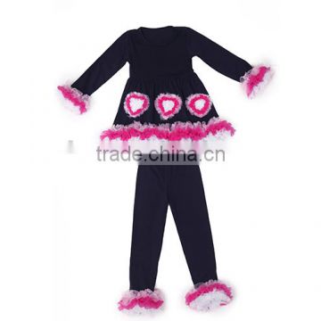 wholesale children clothes ruffle reglan tops of heart bedding set