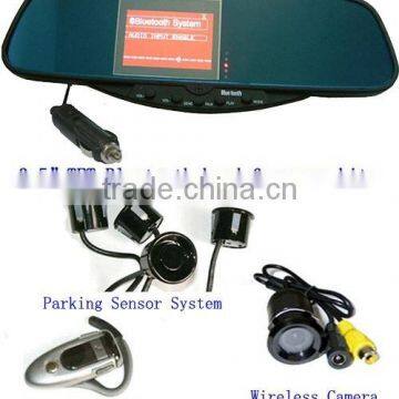 Handsfree Wireless Parking Sensor Camera Mirror Car Kit Bluetooth