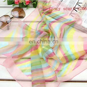 Square Silk Chiffon Scarf With Screen Printing