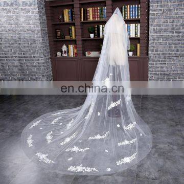 HSP1705 One Layer Three Meters Real Image Tulle Bridal Wedding Veil Long Cathedral