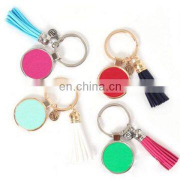 2016 New Tassel Disc Keychain For Women Enamel Metal Disc Monogram Keychain