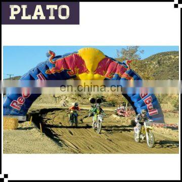 outdoor blue inflatable red bull Race arch for Motorcycle racing