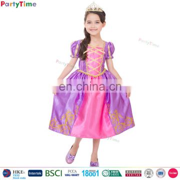 purple royal princess dresses for girls of 10 years old fancy dress kids prom costume 2016 S M XL size girls princess dress