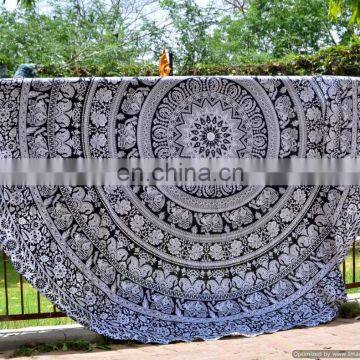 Elephant Mandala Round Beach Throw Indian Hippie Bohemian Handmade Wall Hanging Table Cover Yoga Mat Beach throw Hippie Roundie