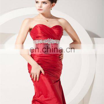 New Arrival Red Sweetheart Sleeveless Evening Gowns Beaded Floor Length Ruched Mother Of The Bride Dress photo-4