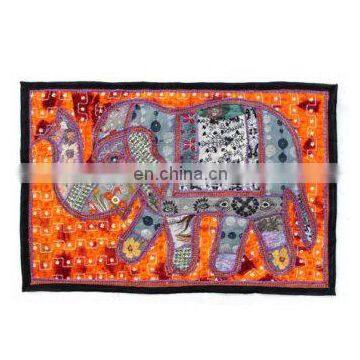 Indian Hand Elephant Wall Hanging Tapestry Embroidered Patch Sequins Patchwork table runner Tapestry Decorative Ethnic art