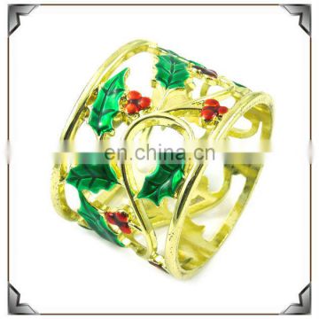 gold plated fancy zinc alloy napkin ring table decoration