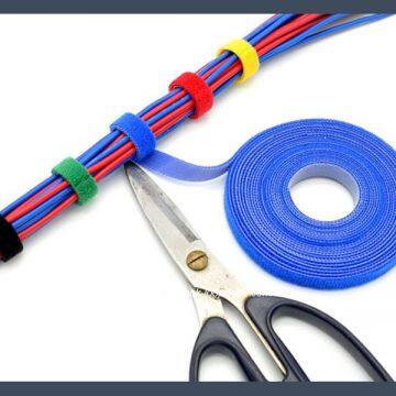 High quality back to back wire arrangement hook and loop cable tie,colours