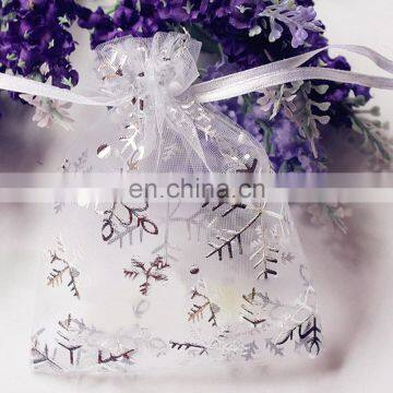 Little white snowflake christmas organza gift bag or event bonbonniere bags