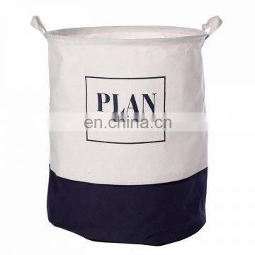 white canvas cotton laundry basket waterproof kids storage basket logo printed basket for storage