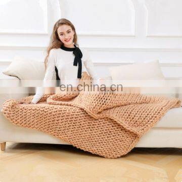 Super Large Soft Handmade Knitting Throw Blanket Big Chunky Yarn Knit Weighted Blankets for Couch Sofa Chair Home