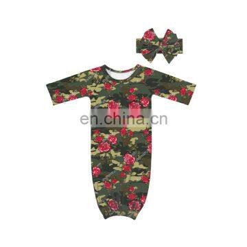 Camouflage printing with rose pattern sleeping bags sleeping sack kids sleeping gown with matching headband