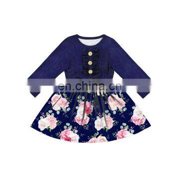 New Arrival Beauty Floral Printed Clothing Dress High Quality Kids Fancy Dress Autumn Daily Wear