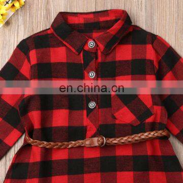 Christmas Red And Black Buffalo Toddler Dresses Shirt Dress Long Sleeve Tshirt Dress photo-5
