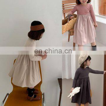 Children's clothing 2020 autumn girls knitted stitching children's patchwork dress