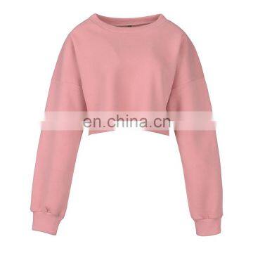 OEM Custom Logo 2020 Under Boob Raw Edge Womens Lantern Long Sleeve Blouse Pullover Crop Top photo-2