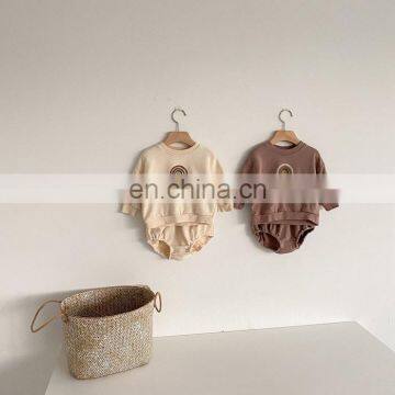 1-3years Spring Autumn New Baby Children's Suit Printed Rainbow Sweater & Baby pp Short Two-piece Suit Outfits photo-5