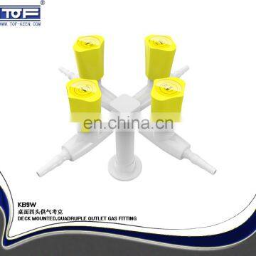 table/deck mounted four way lab gas valve, gas fittings, gas faucet controls