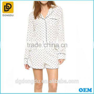 New fashion polk dot printing cotton pajamas for women