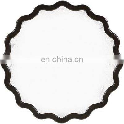 dropshoping new design plum blossom flower lace frame moon Mirror wood Wire frame Wall round mirror Home Decor