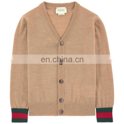 Jacket style pure cashmere v neck cardigan for boys