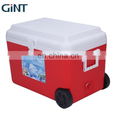 GINT 60L Camping Fishing Plastic Insulated Cans Wheeled Outdoor Cooler Box