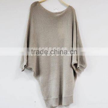 Wide neck Quartz fiber women knitting patterns bat sleeve sweater