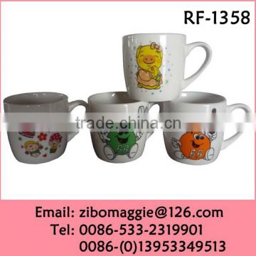 Hot Sale Zibo Made Porcelain Promotion Coffee Tea Mug with Carton Design for Children