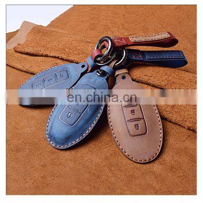 Hand-made Leather car key cap cover Nissan key cover for y62 patrol 2 3 4 buttons Remote holder accessories