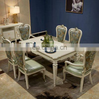 High quality Home furniture luxury dining room 6 chairs solid wood rectangle dining table set