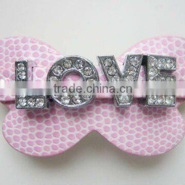 hair clip with rhonestone letter charm