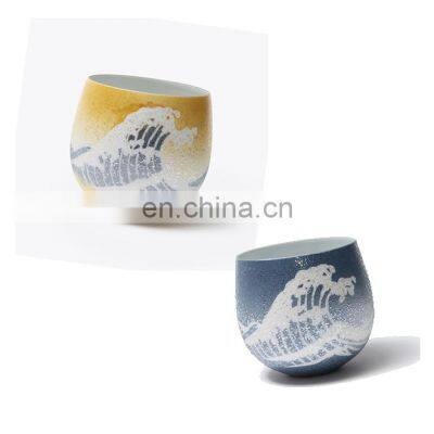 Blue Arita Porcelain Wave Gold Modern Wholesale Ceramic Tea Cup