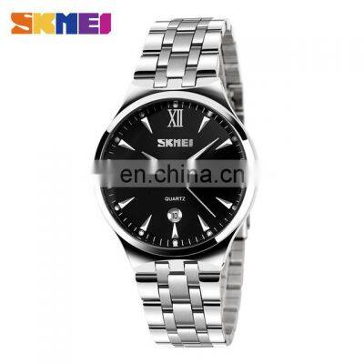 SKMEI 9071 Full Stainless Steel Calendar Water Proof Auto Date Quartz Movement Wrist Watch