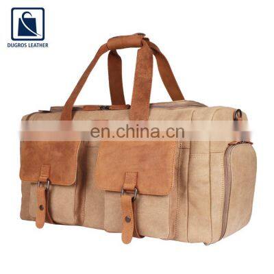 Vintage Style Polyester Lining Material Zipper Closure Type Unisex Genuine Leather Duffel Bag