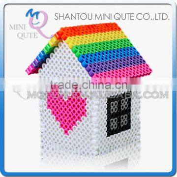 Mini Qute Kawaii DIY plastic Ironing Hama Perler Beans 3D Jigsaw house model building blocks educational toy (Accept OEM)